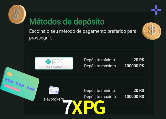 O cassino 7XPGbet oferece uma grande variedade de métodos de pagamento